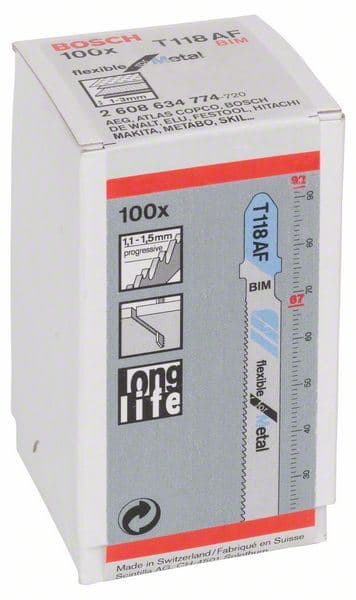 List ubodne testere T 118 AF Bosch 2608634774, Flexible za Metal - slika 2