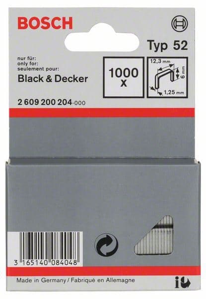 Spajalica od pljosnate žice tip 52 Bosch 2609200204, 12,3 x 1,25 x 6 mm - slika 2