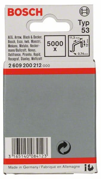 Spajalica od tanke žice tip 53 Bosch 2609200212, 11,4 x 0,74 x 12 mm - slika 2