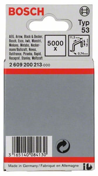 Spajalica od tanke žice tip 53 Bosch 2609200213, 11,4 x 0,74 x 14 mm - slika 3