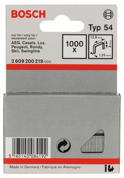 Spajalica od pljosnate žice tip 54 Bosch 2609200219, 12,9 x 1,25 x 8 mm - slika 2