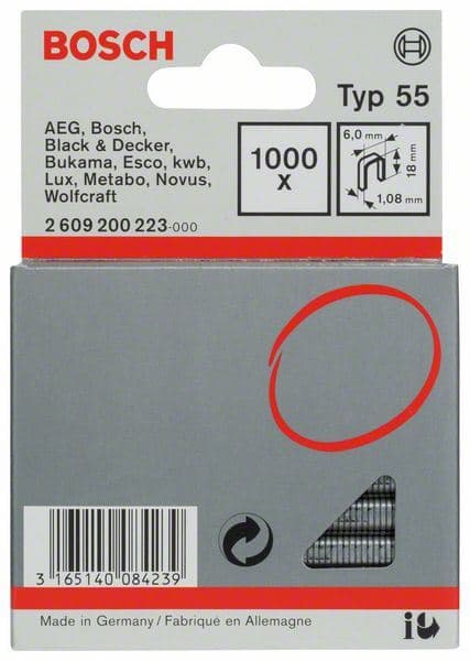 Spajalica sa uskim leđima tip 55 Bosch 2609200223, 6 x 1,08 x 18 mm - slika 2