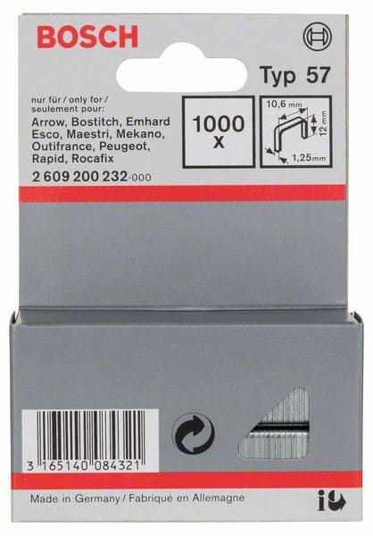 Spajalica od pljosnate žice tip 57 Bosch 2609200232, 10,6 x 1,25 x 12 mm - slika 2