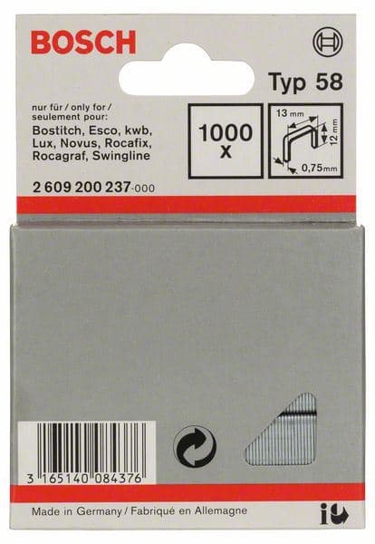 Spajalica od tanke žice tip 58 Bosch 2609200237, 13 x 0,75 x 12 mm - slika 2