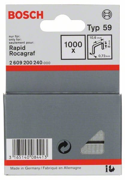 Spajalica od tanke žice tip 59 Bosch 2609200240, 10,6 x 0,72 x 8 mm - slika 2