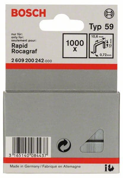 Spajalica od tanke žice tip 59 Bosch 2609200242, 10,6 x 0,72 x 12 mm - slika 2