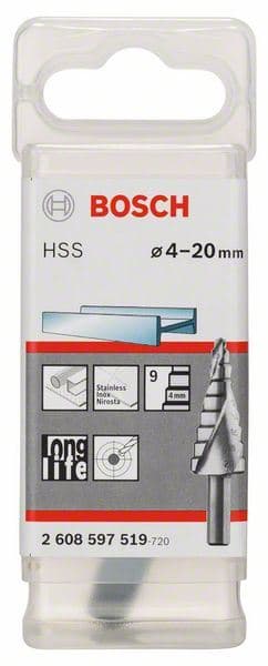 Stepenasta burgija HSS Bosch 2608597519, 4 - 20 mm, 8,0 mm, 70,5 mm - slika 2