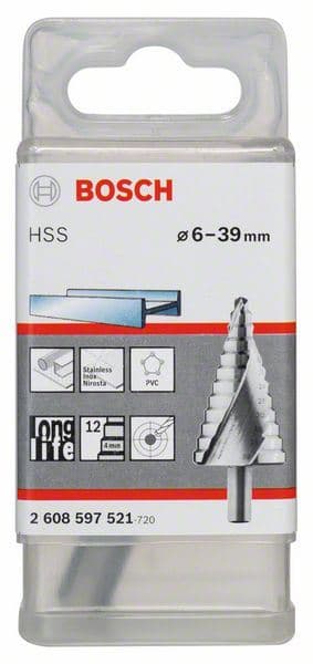 Stepenasta burgija HSS Bosch 2608597521, 6 - 39 mm, 10,0 mm, 93,5 mm - slika 2