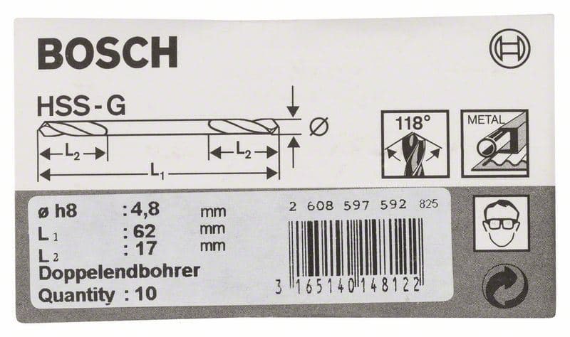 Dvostrana burgija Bosch 2608597592, 4,8 x 17 x 62 mm