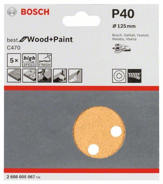 Brusni list C470, pakovanje od 5 komada Bosch 2608605067, 125 mm, 40 - slika 2