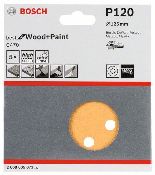 Brusni list C470, pakovanje od 5 komada Bosch 2608605071, 125 mm, 120 - slika 2