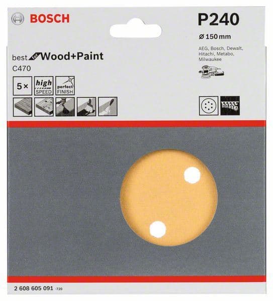 Brusni list C470, pakovanje od 5 komada Bosch 2608605091, 150 mm, 240 - slika 2