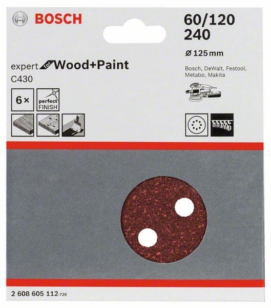Brusni list C430, pakovanje od 6 komada Bosch 2608605112, 125 mm, 60; 120; 240 - slika 2