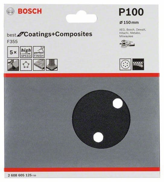 Brusni list F355, pakovanje od 5 komada Bosch 2608605125, 150 mm, 100 - slika 2