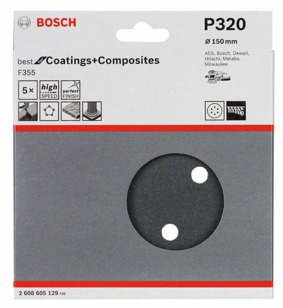Brusni list F355, pakovanje od 5 komada Bosch 2608605129, 150 mm, 320 - slika 2