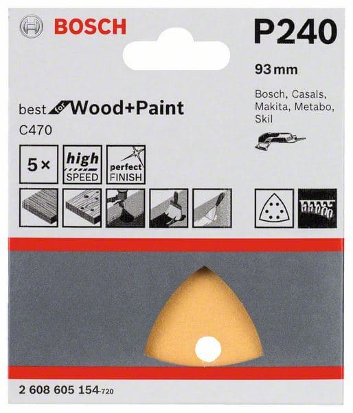 Brusni list C470, pakovanje od 5 komada Bosch 2608605154, 93 mm, 240 - slika 2