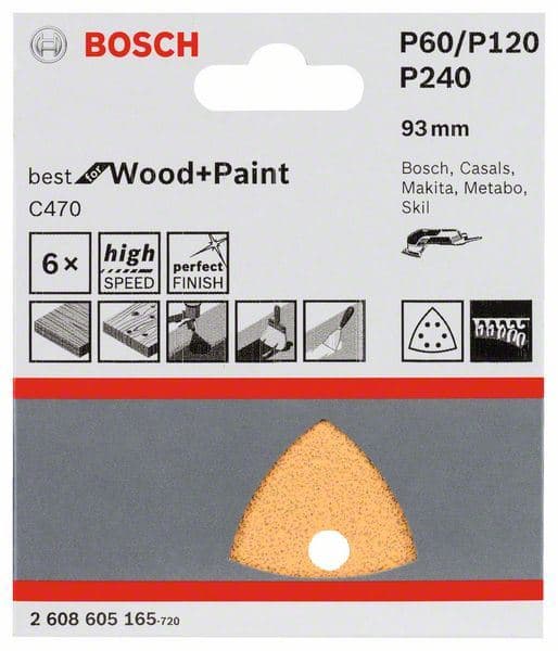 Brusni list C470, pakovanje od 6 komada Bosch 2608605165, 93 mm, 60; 120; 240 - slika 2
