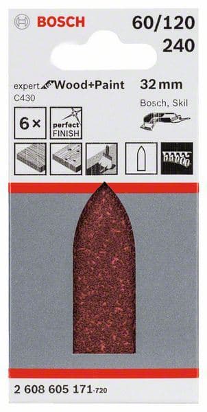 Brusni list C430, pakovanje od 6 komada Bosch 2608605171, 32 mm, 60; 120; 240 - slika 2