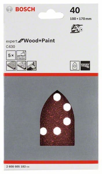 5-delni set brusnih listova C430 Bosch 2608605182, 100 x 170 mm, 40 - slika 2
