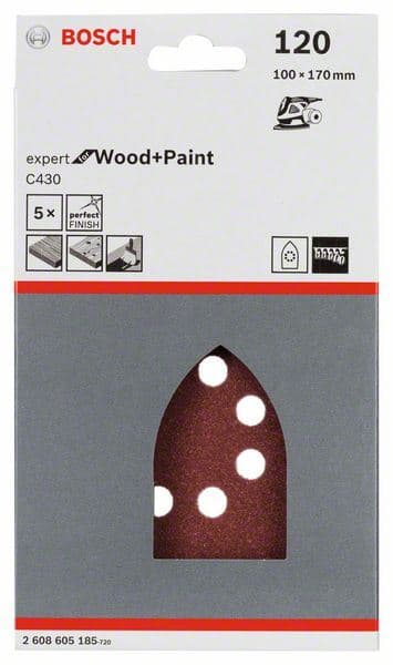 5-delni set brusnih listova C430 Bosch 2608605185, 100 x 170 mm, 120 - slika 2