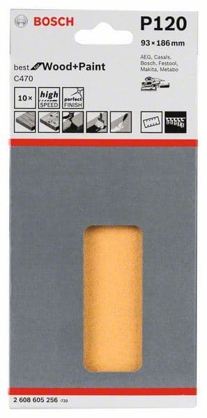 Brusni list C470, pakovanje od 10 komada Bosch 2608605256, 93 x 186 mm, 120 - slika 2