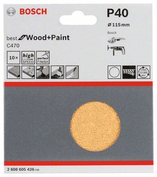10-delni set brusnih listova C470 Bosch 2608605426, 115 mm, 40 - slika 2