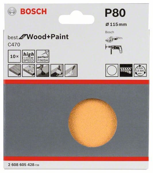 10-delni set brusnih listova C470 Bosch 2608605428, 115 mm, 80 - slika 2