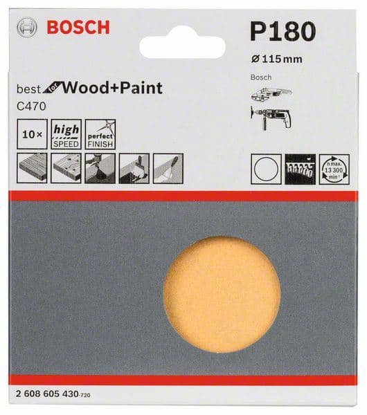 10-delni set brusnih listova C470 Bosch 2608605430, 115 mm, 180 - slika 2