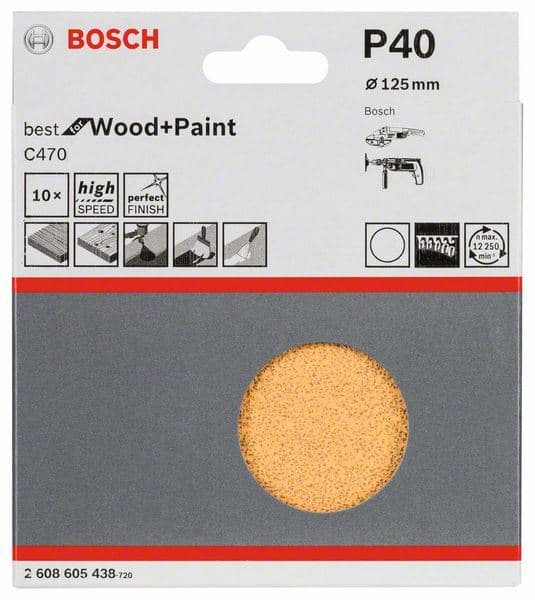 10-delni set brusnih listova C470 Bosch 2608605438, 125 mm, 40 - slika 2
