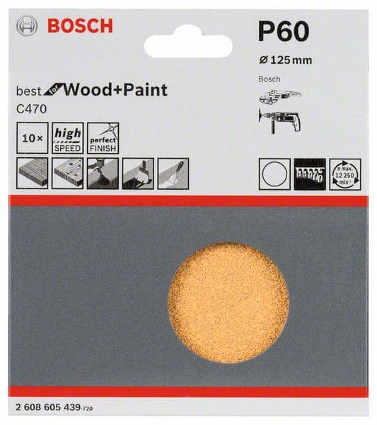 10-delni set brusnih listova C470 Bosch 2608605439, 125 mm, 60 - slika 2