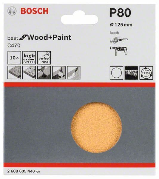 10-delni set brusnih listova C470 Bosch 2608605440, 125 mm, 80 - slika 2