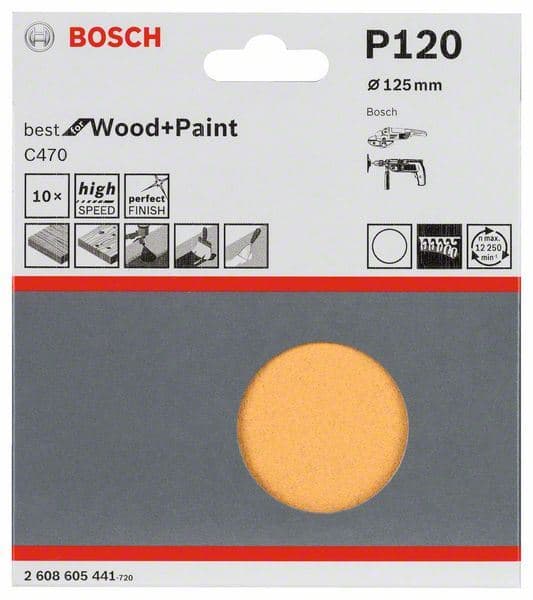 10-delni set brusnih listova C470 Bosch 2608605441, 125 mm, 120 - slika 2