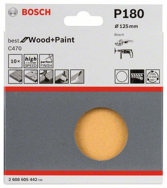 10-delni set brusnih listova C470 Bosch 2608605442, 125 mm, 180 - slika 2