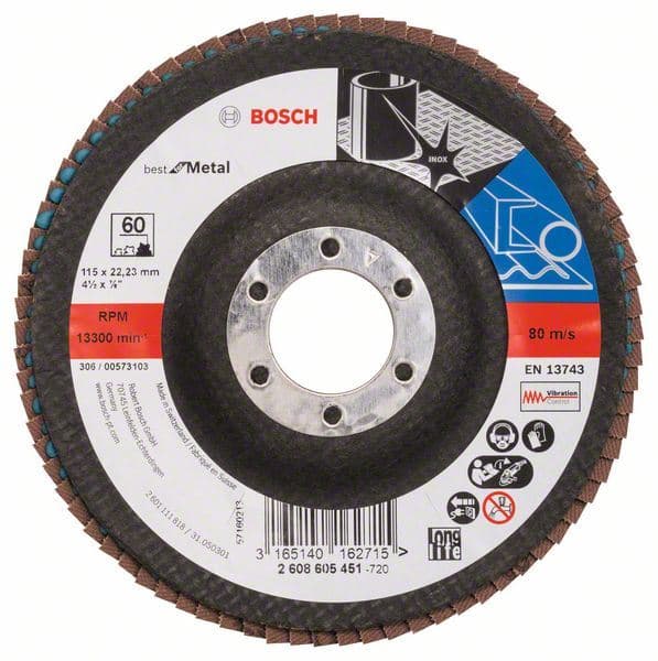 Lamelni brusni disk X571, Best for Metal Bosch 2608605451, Prečnik 115 mm; granulacija 60, kolenasti - slika 2