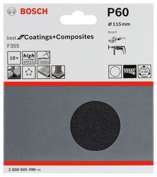 10-delni set brusnih listova F355 Bosch 2608605496, 115 mm, 60 - slika 2