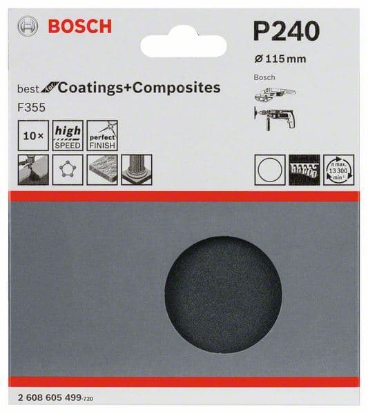 10-delni set brusnih listova F355 Bosch 2608605499, 115 mm, 220 - slika 2