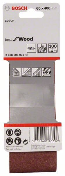 3-delni set brusnih traka X440 Bosch 2608606003, 60 x 400 mm, 100 - slika 2