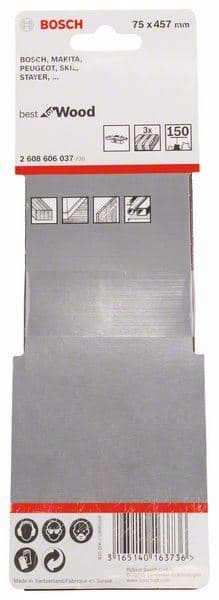 3-delni set brusnih traka X440 Bosch 2608606037, 75 x 457 mm, 150 - slika 2