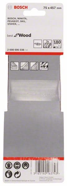 3-delni set brusnih traka X440 Bosch 2608606038, 75 x 457 mm, 180 - slika 2