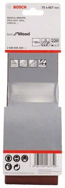 3-delni set brusnih traka X440 Bosch 2608606039, 75 x 457 mm, 220 - slika 2