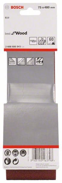 3-delni set brusnih traka X440 Bosch 2608606043, 75 x 480 mm, 60 - slika 2