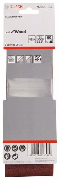 3-delni set brusnih traka X440 Bosch 2608606061, 75 x 508 mm, 60 - slika 2