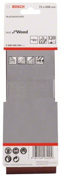 3-delni set brusnih traka X440 Bosch 2608606064, 75 x 508 mm, 120 - slika 2