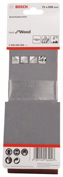3-delni set brusnih traka X440 Bosch 2608606068, 75 x 508 mm, 60; 80; 100 - slika 2