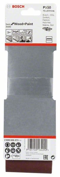 3-delni set brusnih traka X440 Bosch 2608606073, 75 x 533 mm, 150 - slika 2