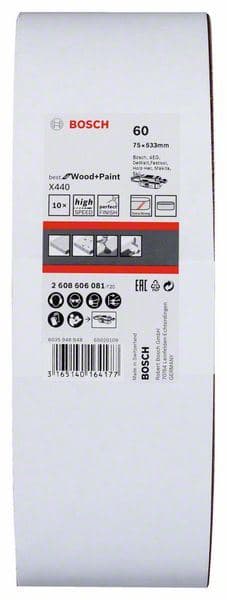10-delni set brusnih traka X440 Bosch 2608606081, 75 x 533 mm, 60 - slika 2