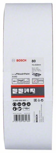 10-delni set brusnih traka X440 Bosch 2608606082, 75 x 533 mm, 80 - slika 2