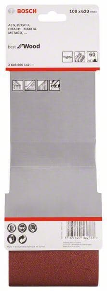 3-delni set brusnih traka X440 Bosch 2608606142, 100 x 620 mm, 60 - slika 2