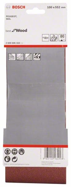 3-delni set brusnih traka X440 Bosch 2608606163, 100 x 552 mm, 80 - slika 2