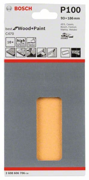 Brusni list C470, pakovanje od 10 komada Bosch 2608606706, 93 x 186 mm, 100 - slika 2